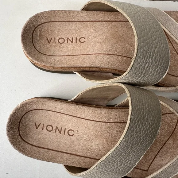 🔥Vionic Cream Sandals with Toe Loop and Textured Straps - Picture 5 of 12
